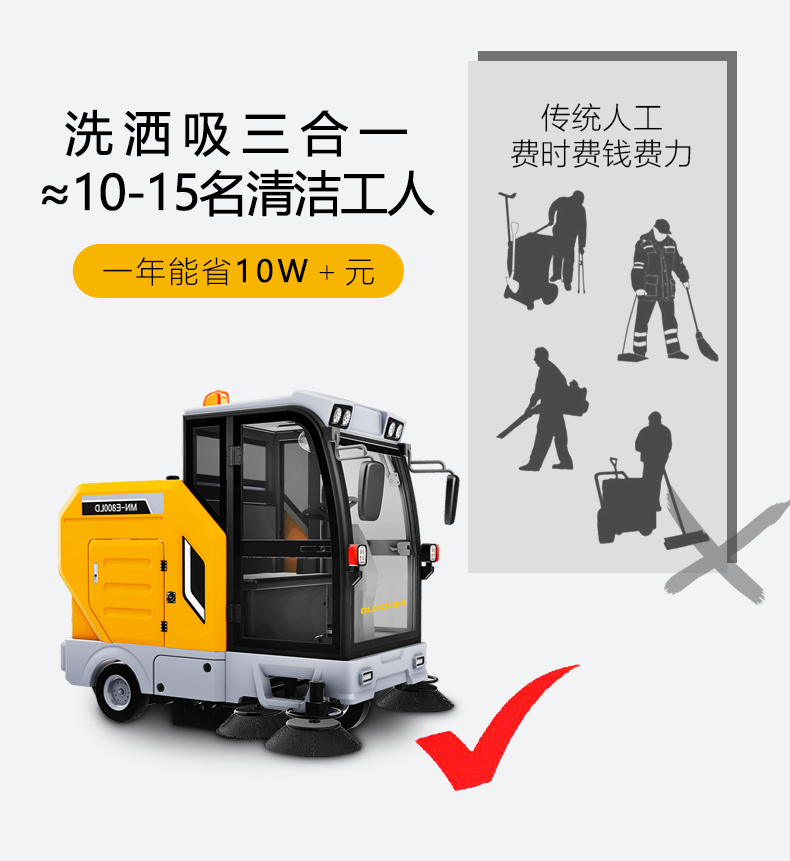 自卸式扫地机,封闭式扫地车,景区清扫车